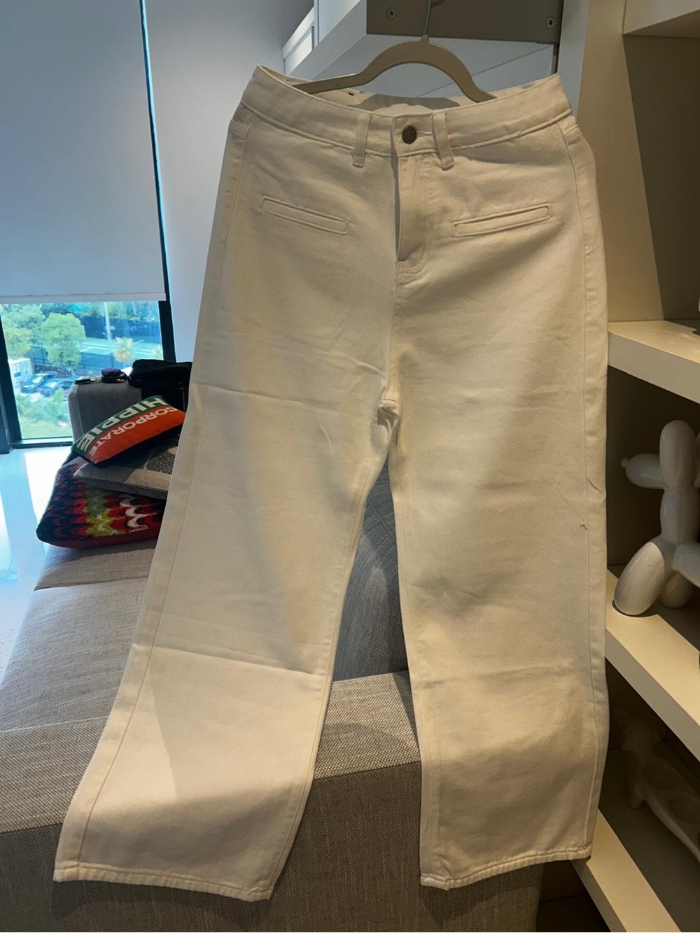White Wide-Leg High Rise Jeans